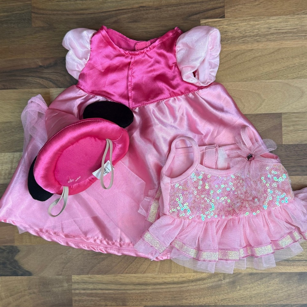 Build A Bear Disney Parks ShellieMay Pink Princess Gown Tutu Hat Outfit Set 2015